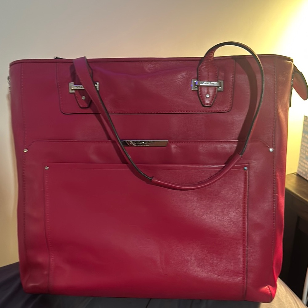 Pink Leather Tote Bag coach